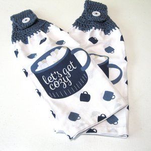 Double Kitchen Towels Handmade Crochet Toppers Set of 2